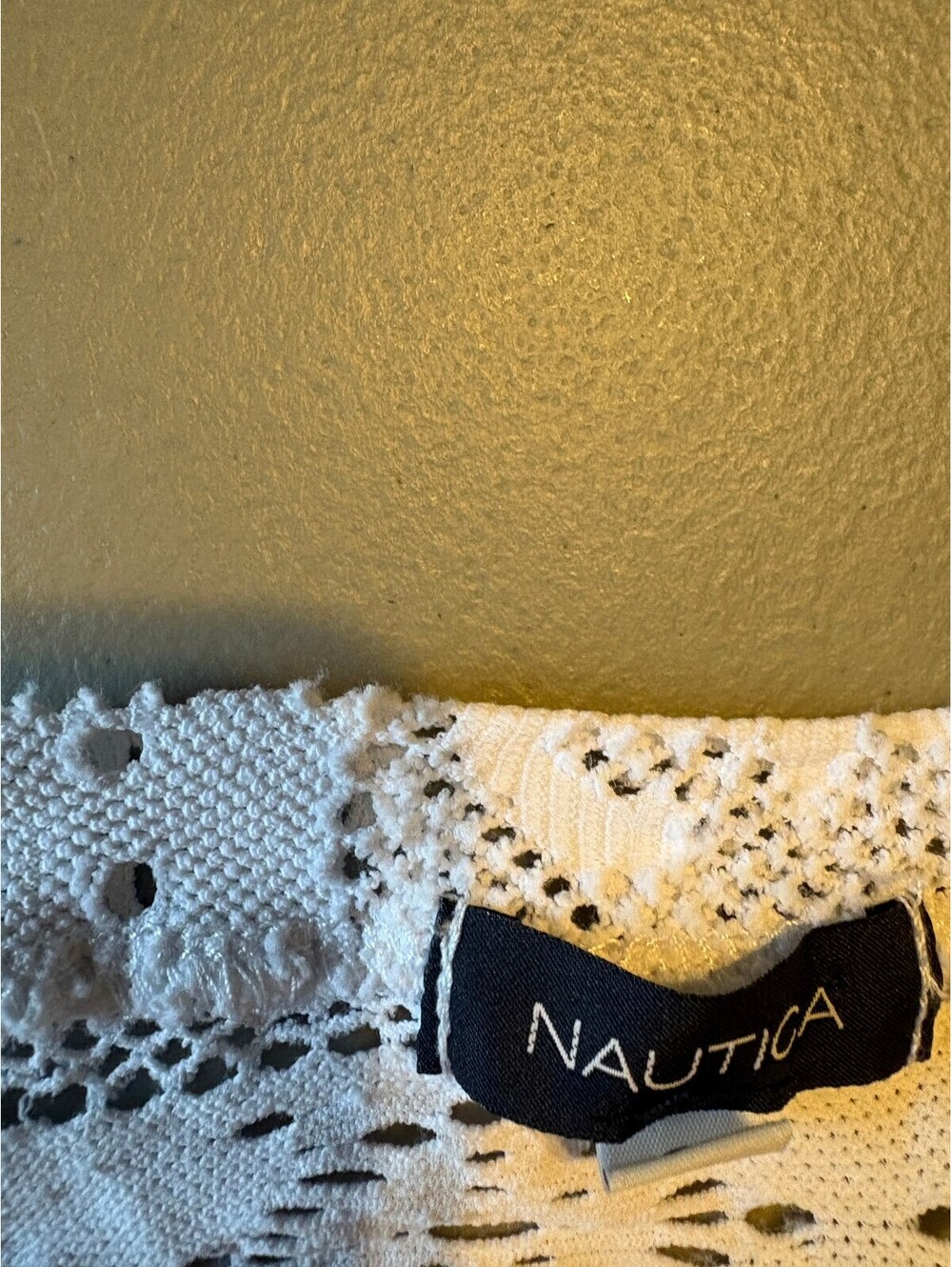 Nautica Women's White Crochet Long Sleeve Dress Size Large - Picture 11 of 12